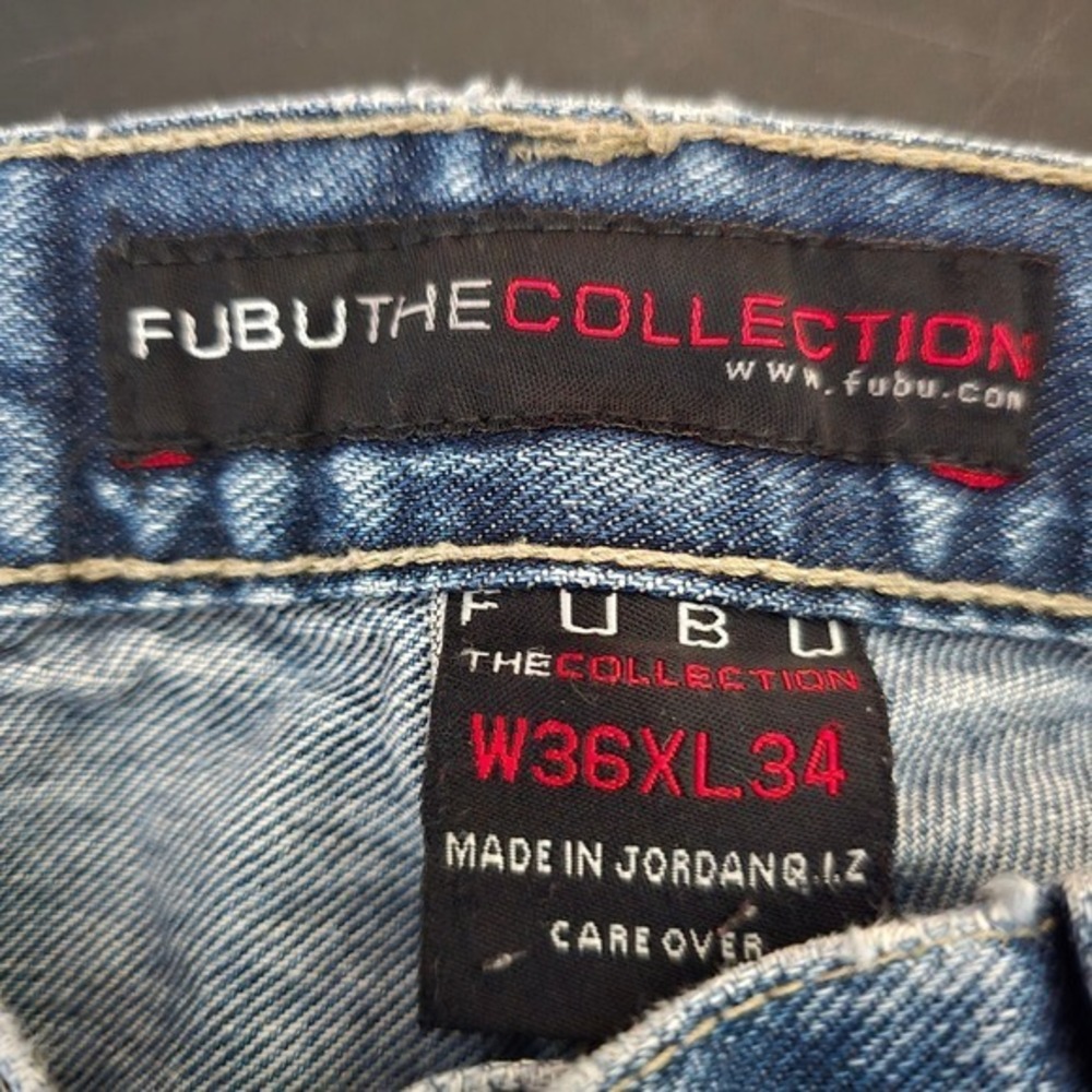Vintage Fubu Carpenter Jeans Baggy Fit Denim Utility Pockets Blue Mens W36 XL34 - Picture 5 of 16